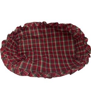 Longaburger Holiday Plaid Red Green Fabric Liner 12x4 Inside Dimensions Ruffled